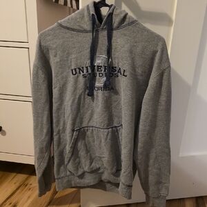Universal Gray Pullover Hooded Sweatshirt with Logo